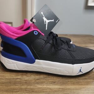 Jordan Day1 Easyon Size 7Y Black/Fire Pink/Active/Game Royal Sneakers FQ1306-064